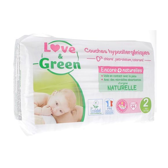 Hypoallergene Windeln Größe 2 Love & Green - Packung mit 44 Windeln