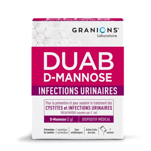 DUAB D-Mannose Harnwegsinfektionen Granions - Schachtel mit 7 Beuteln