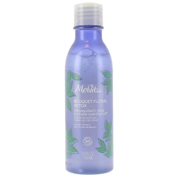 Zweiphasen-Augen-Make-up-Entferner mit floralem Detox-Wasser, bio Melvita - Flasche mit 100 ml