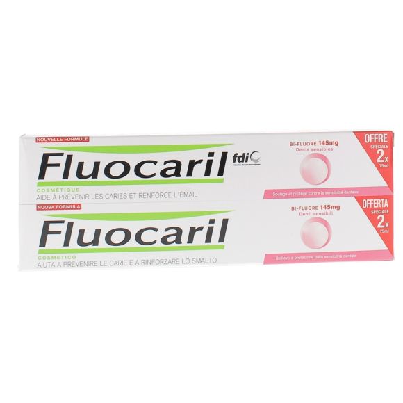 Fluocaril Bi-Fluorid Zahnpasta für empfindliche Zähne - 2er Pack mit 75 ml Tuben