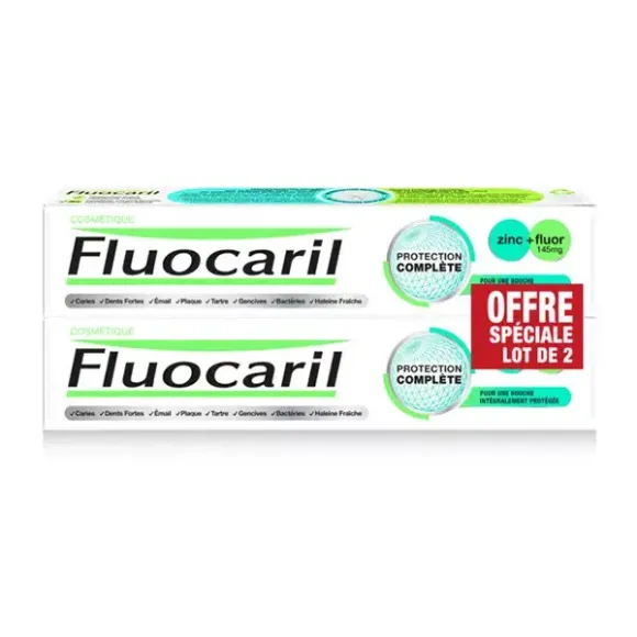 Zahnpasta vollständiger Schutz Zink+Fluor Fluocaril - 2er-Pack mit 75ml Tuben