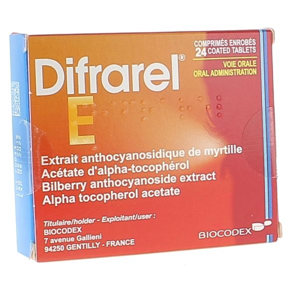 Difrarel E - Schachtel mit 24 überzogenen Tabletten