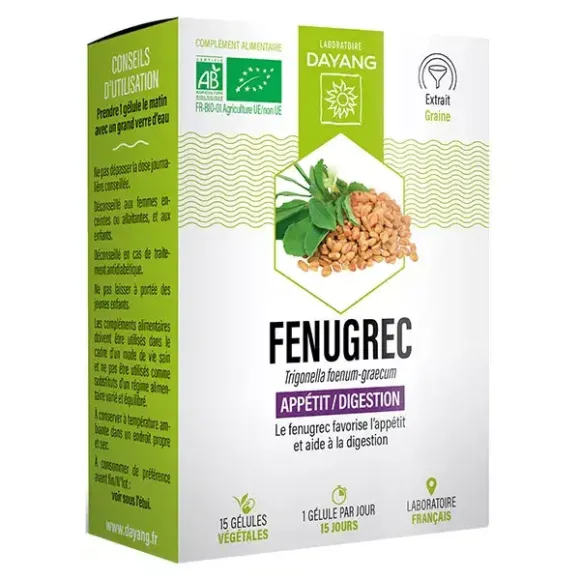 Bio-Fenugreek Appetit/Digestion Dayang - Packung mit 15 Kapseln