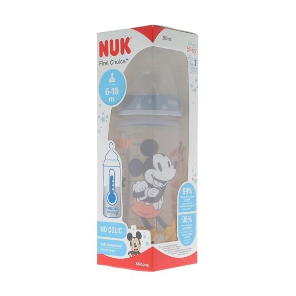 First Choice+ Temperaturkontrolle Babyflasche Disney Baby 6-18 Monate NUK - 300 ml Flasche