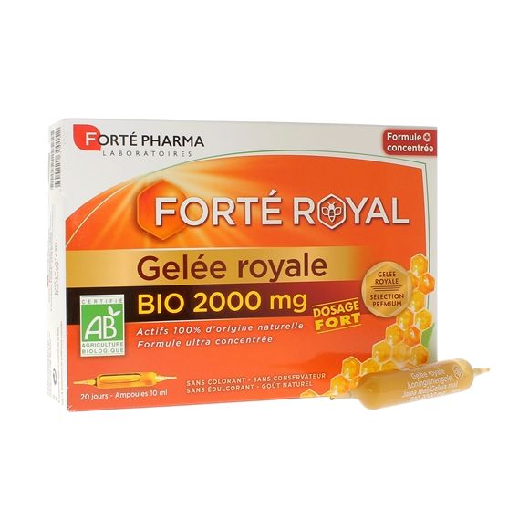 Forté Royal Gelee Royale Bio 2000mg hohe Dosierung Forté Pharma - Packung mit 20 Ampullen