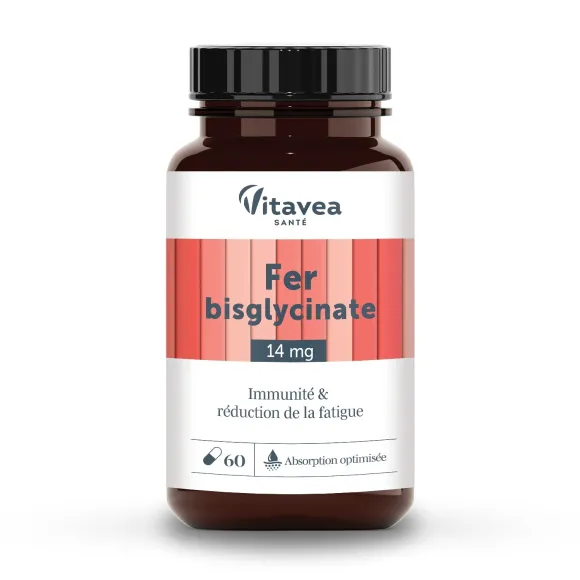 Eisenbisglycinat zur Verringerung von Müdigkeit und Unterstützung des Immunsystems Vitavea - Dose mit 60 Kapseln