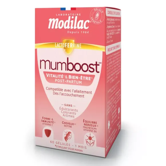 Mumboost Vitalität und Wohlbefinden nach der Geburt Modilac - Packung mit 60 Kapseln