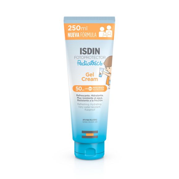 Gel-Creme nasse Haut SPF 50 Sonnencreme für Kinder Fotoprotector Pädiatrie Isdin - Tube mit 250 ml