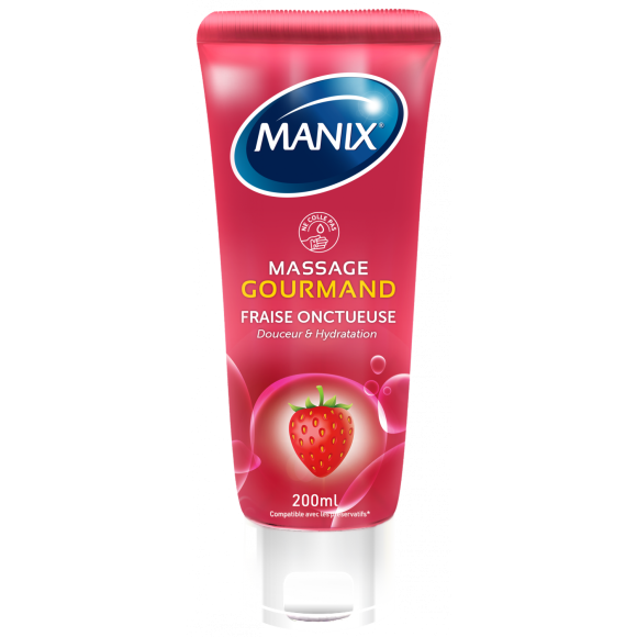 Erdbeere Massagegel essbar Manix - 200ml Tube