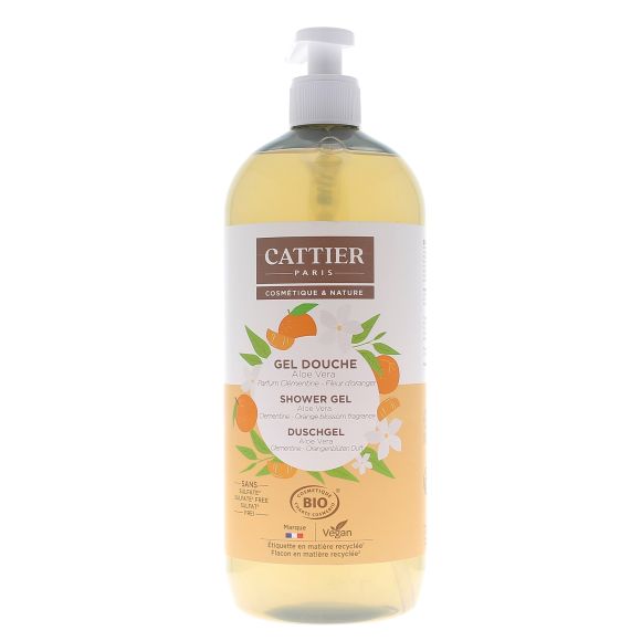 Duschgel Aloe Vera Clementine Orangenblüte Bio Cattier - Pumpflasche 1 L