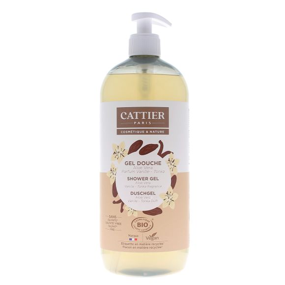 Duschgel Aloe Vera Vanille Tonka Bio Cattier - Pumpflasche 1 L