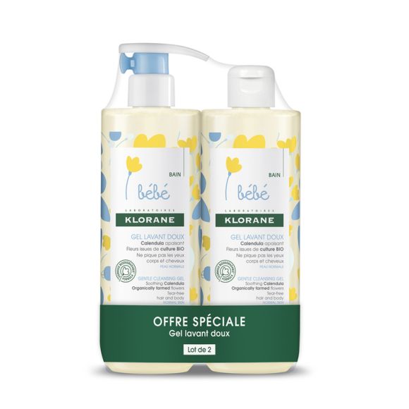 Sanfte Waschgel Klorane Baby - 2er-Pack mit 500 ml Flaschen