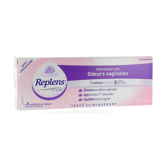 Vaginalgel zur Behandlung von vaginalen Gerüchen Replens - Packung mit 3 Einzeldosen