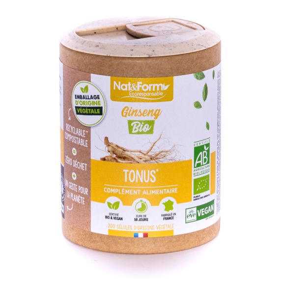 Ginseng Bio Ecoresponsable Nat&Form - Dose von 200 Kapseln