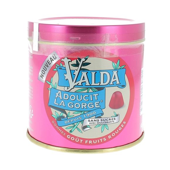 Zuckerfreier Kaugummi mit rotem Fruchtgeschmack Valda - 140g Dose