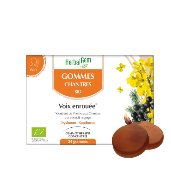 Bio HerbalGem Sänger Gummis bei heiserer Stimme - 24 Gummis pro Packung