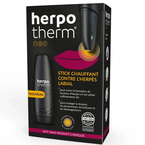 Herpotherm Neo Stick beheizte Pflege für Lippenherpes & Fieberbläschen - eine Einheit