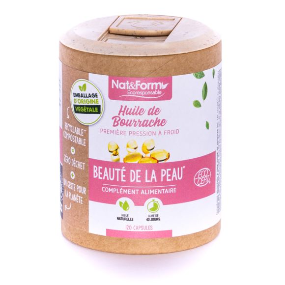 Ecoresponsable Borretschöl Nat&Form - Dose mit 120 Kapseln