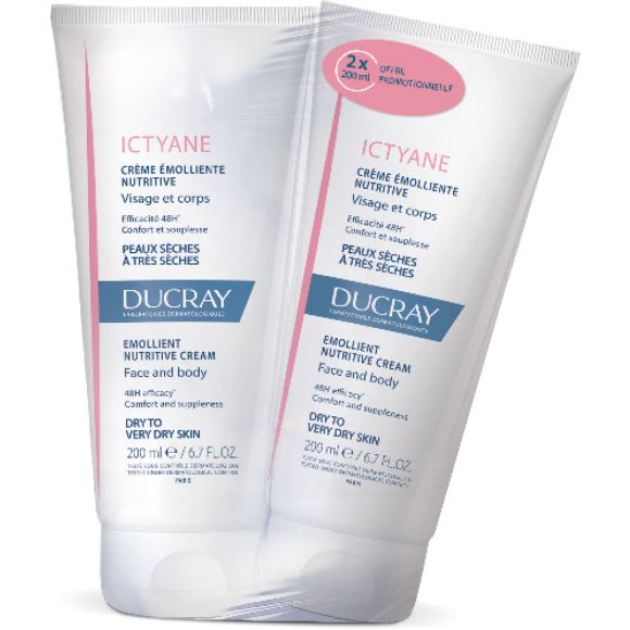 Ictyane emollient nourishing cream for face and body Ducray - Pack of 2 x 200 ml Special Offer