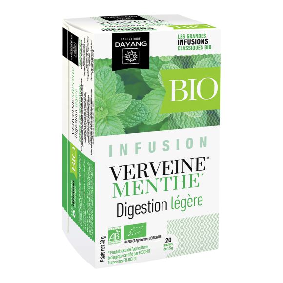 BIO Pfefferminz-Verveine-Aufguss leichte Verdauung Dayang - Schachtel mit 20 Beuteln