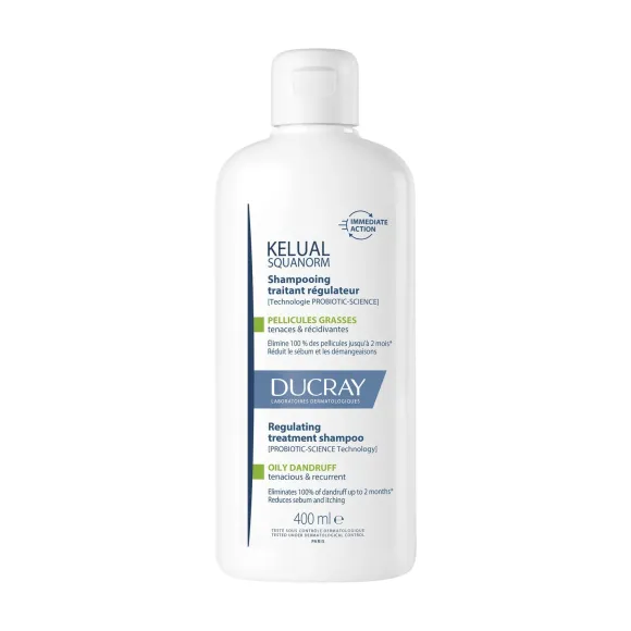 Kelual Squanorm Anti-Schuppen Shampoo für fettige Schuppen Ducray - Flasche mit 400 ml