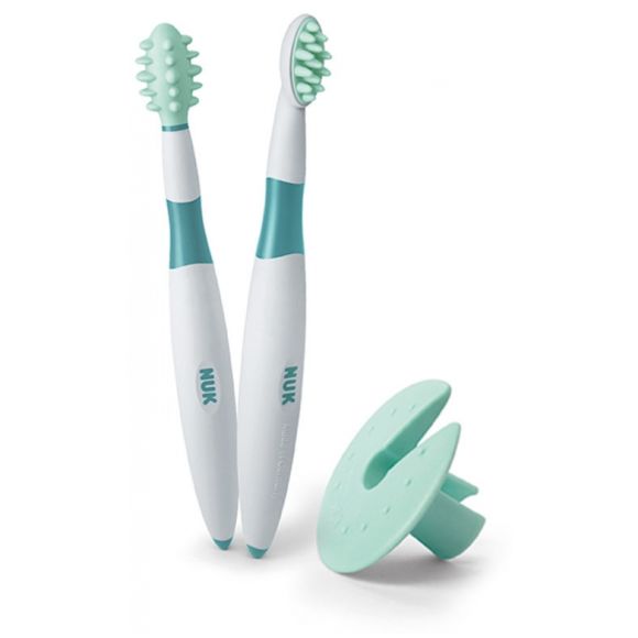 Bildungsset zur Zahnhygiene 6 Monate+ NUK - 2 Bürsten + 1 Schutzring