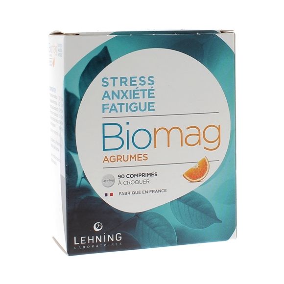 Biomag Zitrus Stress Angst Müdigkeit Kautabletten Lehning - Packung mit 90 Tabletten