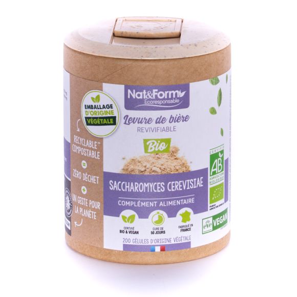 Bio-Bierhefe Ecoresponsable Nat&Form - Dose mit 200 Kapseln