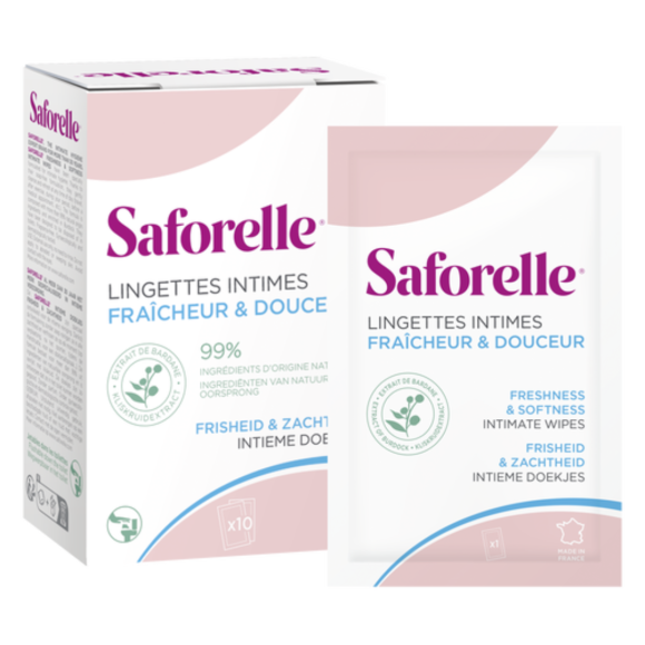 Intime Feuchttücher Frische und Sanftheit Saforelle - Packung mit 10 Tüchern