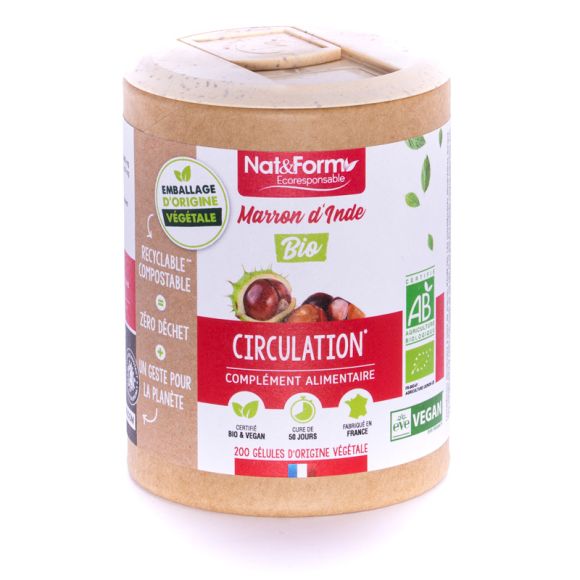 Bio-Edelkastanie Circulation Nat&Form - Dose von 200 Kapseln