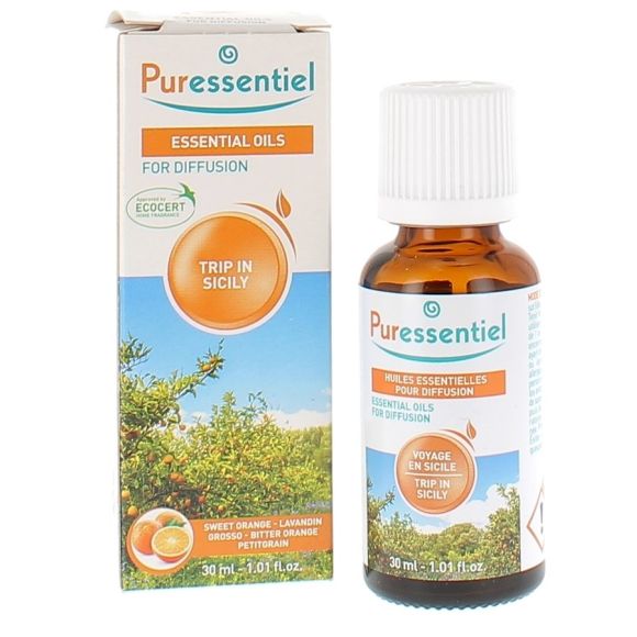 Mischung für die Diffusion Reise nach Sizilien bio Puressentiel - Flasche 30 ml