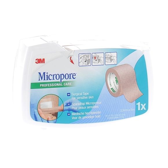 Mikropore Hautpflaster mit Abroller 3M - Pflaster 25 mm x 5 m