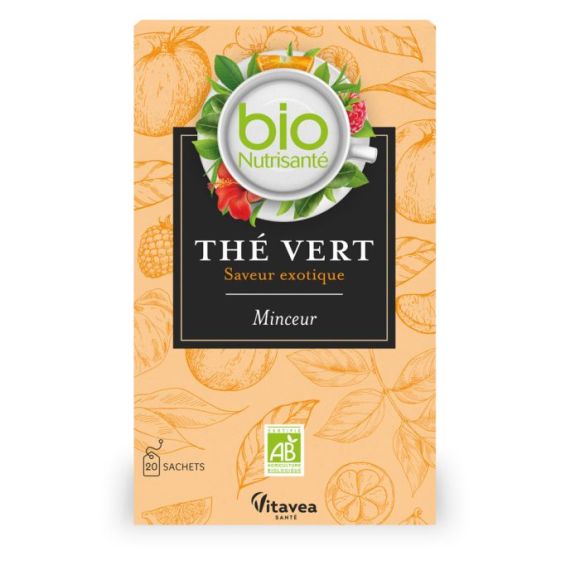 Nutrisanté Grüner Tee exotischer Geschmack Bio Vitavea - Schachtel mit 20 Beuteln