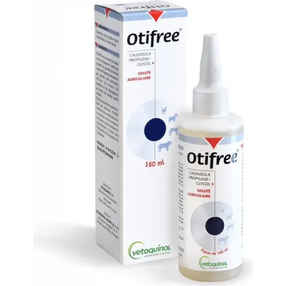 Otifree Ohrenlösung für Hunde und Katzen Vetoquinol - Flasche mit 160 ml
