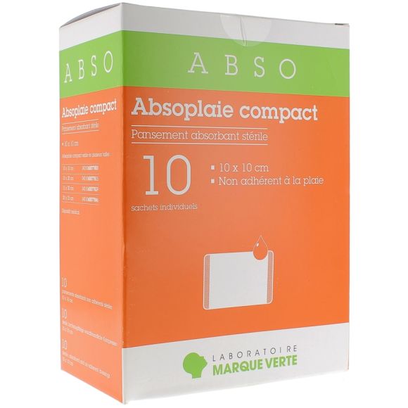 Absorbierende sterile nicht haftende Verbände Absoplaie Compact Abso - Packung mit 10 Einzelbeuteln