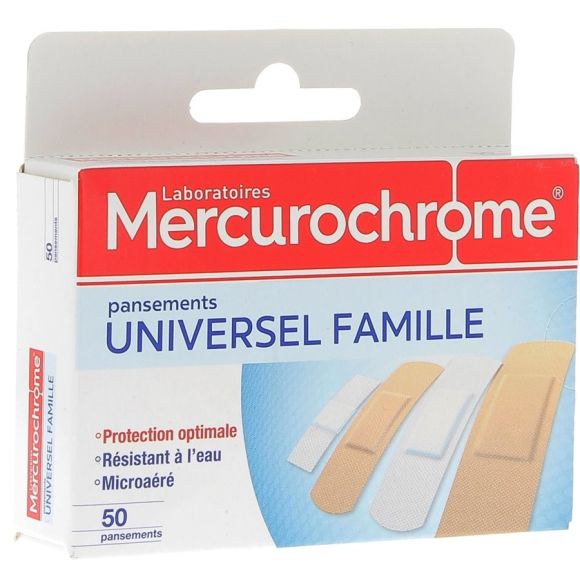 Universelle Pflaster Familie Mercurochrome - Schachtel mit 50 Pflastern