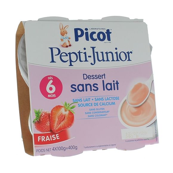 Pepti-junior Dessert ohne Milch Erdbeergeschmack Picot - 4 Becher à 100g