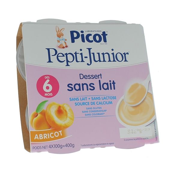 Pepti-junior Dessert ohne Milch Geschmack Aprikose Picot - 4 Becher à 100g