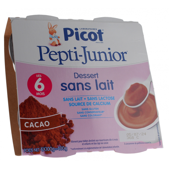 Pepti-junior Dessert ohne Milch Geschmack Kakao Picot - 4 Becher à 100g