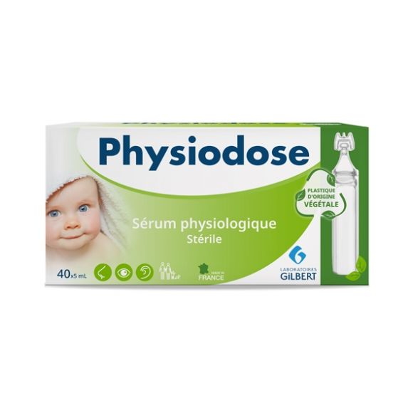 Physiodose sterile physiologische Lösung Gilbert - Packung mit 40 pflanzlichen Einzeldosen zu je 5 ml