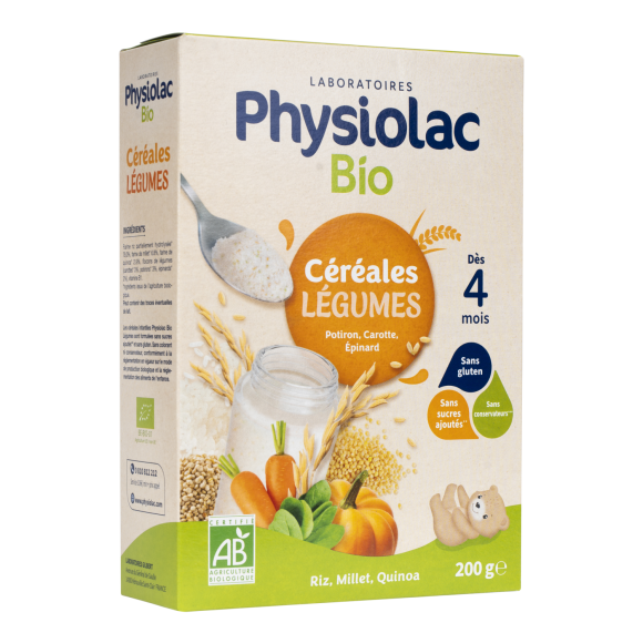 Physiolac Bio Getreide Gemüse ab 4 Monaten Gilbert - 200 g Packung