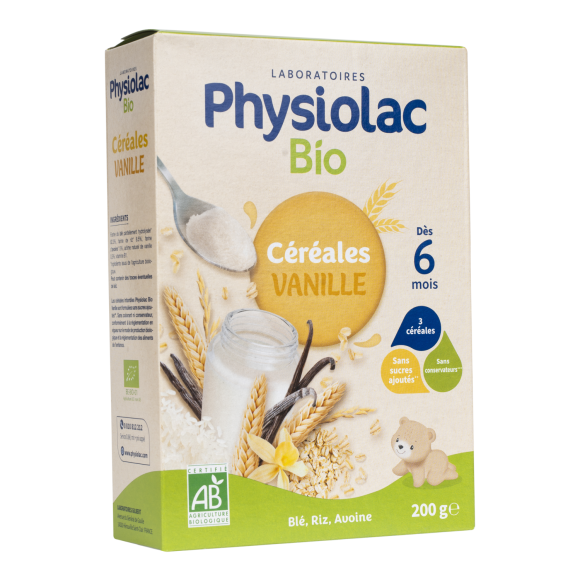 Physiolac Bio Vanille-Cerealien ab 6 Monaten Gilbert - 200 g Packung