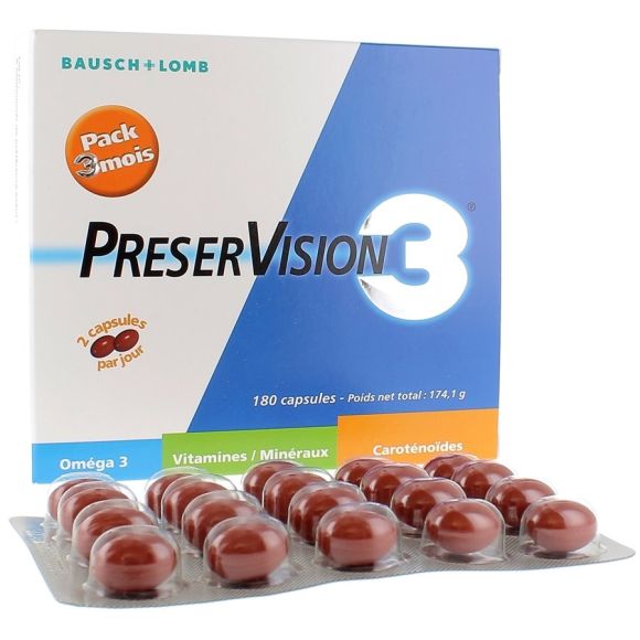 Preservision 3 Nahrungsergänzungsmittel für die Augen Bausch Lomb - Packung mit 180 Kapseln
