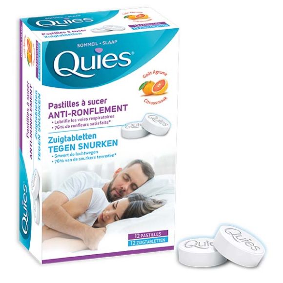 Anti-Schnarch Lutschtabletten mit Zitrusgeschmack Quies - Packung mit 12 Tabletten