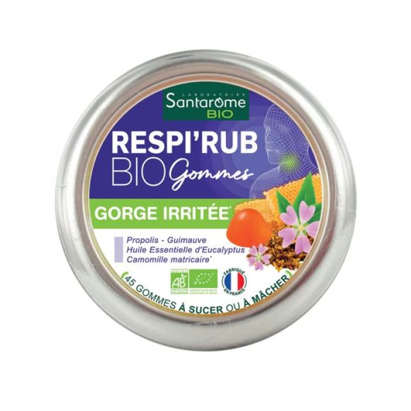 Respi'Rub gereizter Hals bio Santarome - Packung mit 45 Pastillen