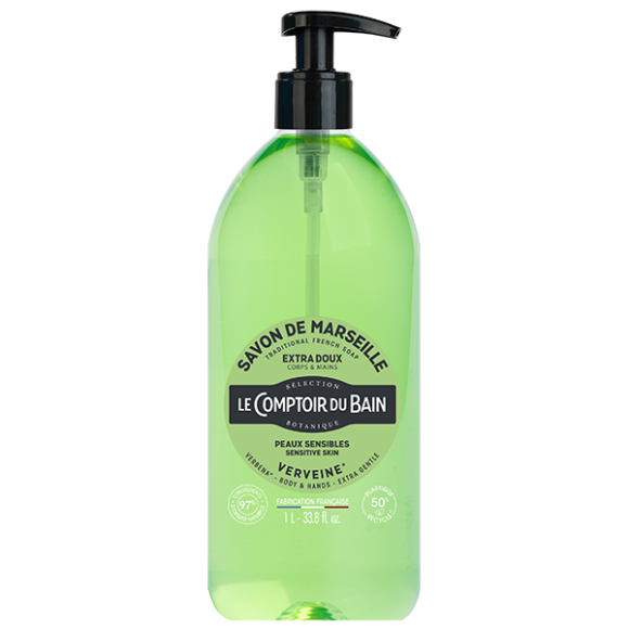 Flüssige Marseille-Seife mit Eisenkraut - Le comptoir du Bain - Pumpflasche 1 L