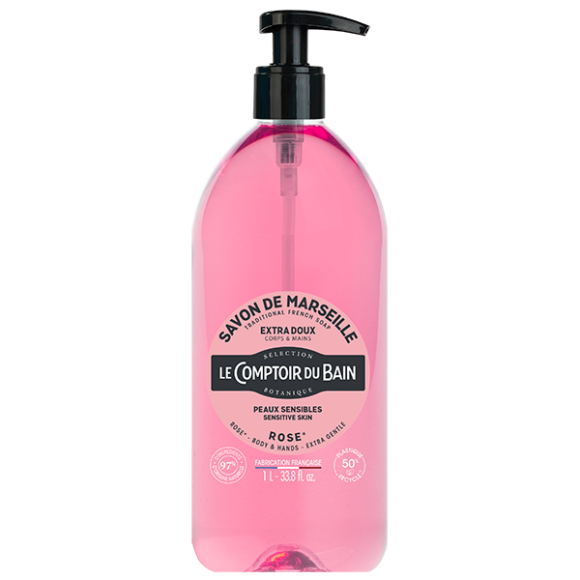 Flüssige Marseille-Seife Rosa Le Comptoir du Bain - Pumpflasche 1L