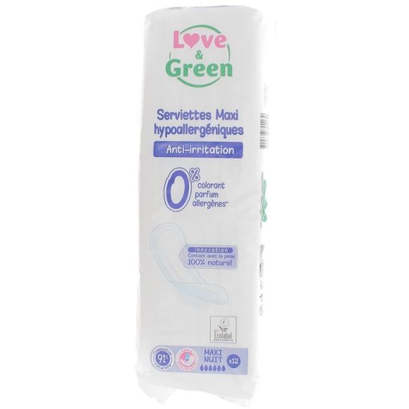 Maxi Nacht Anti-Reizungen Servietten Love & Green - 12 Servietten