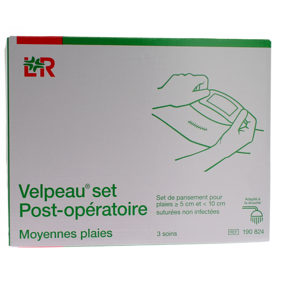 VelpeauSet Postoperatives Set von Verbänden für mittlere Wunden Velpeau Lohmann & Rauscher - Packung mit 3 Pflegeprodukten