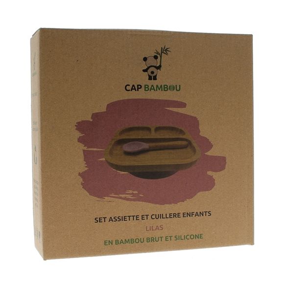 Set für Babynahrung aus Bambus Cap Bambou - Box mit einem Unterteil mit Fächern + Löffel